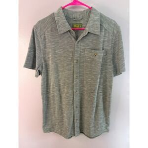 Marsh Wear Mens Short Sleeve Button Down Shirt Slub Grey Size Medium  Summer